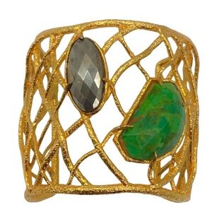 RARE Bohemian Luxury authentic Alexis Bittar Gemstone Statement Cuff/Bracelet